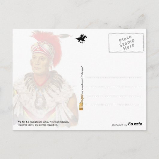 Carte Postale Chef Wapello, chef Musquakee (Dos)