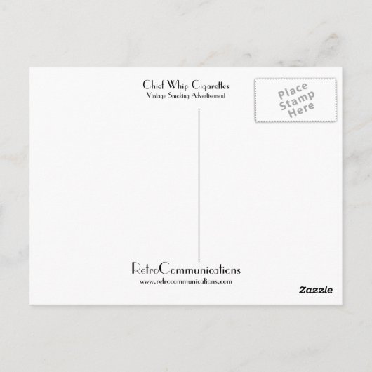 Carte Postale Chef Whip Cigarettes (Dos)