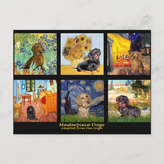 Carte Postale Chefs-d'œuvre de Dachshunds composites (Devant)