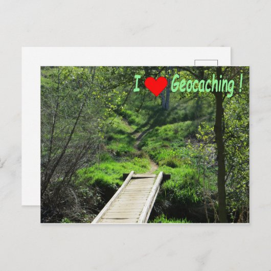 Carte Postale Chemin dans la forêt pour la géocaching (Devant / Derrière)