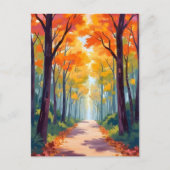 Carte Postale Chemin d'automne peinture de feuillage d'automne (Devant)