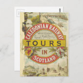 Carte Postale Chemin de fer Caledonian. Visites en Ecosse. (Devant / Derrière)