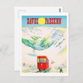 Carte Postale Chemin de fer Davos Parsenn, train rouge, voyage v (Devant / Derrière)