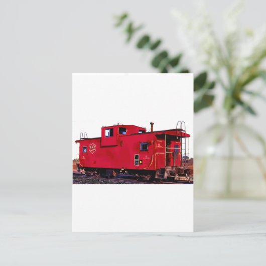 Carte Postale Chemin de fer rouge Caboose (Debout devant)