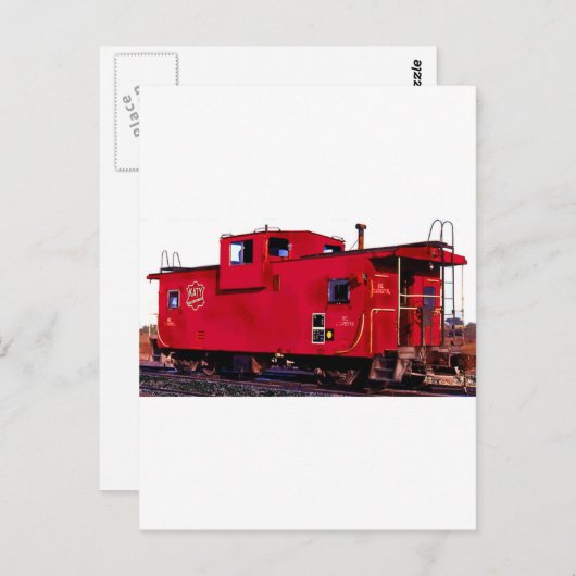 Carte Postale Chemin de fer rouge Caboose (Devant / Derrière)