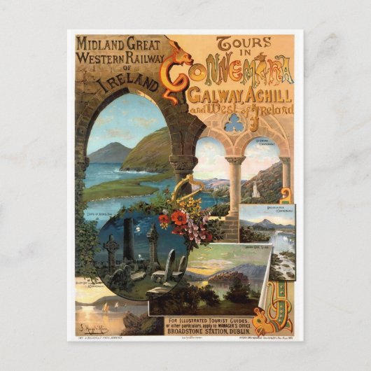 Carte Postale Chemin de fer vintage d'Irlande (Devant)