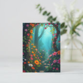 Carte Postale Chemin de Forêt Magique avec Fleurs sauvages Whims (Debout devant)