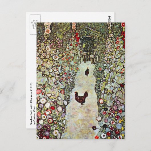 Carte Postale Chemin de jardin avec poulets, Gustav Klimt, Art N (Devant / Derrière)
