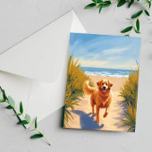 Carte Postale Chemin de plage Golden Retriever | Animal de compa