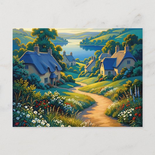 Carte Postale Chemin Doré vers l'Eau Bleue (Devant)
