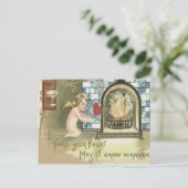 Carte Postale Cheminée Cupid Toast Heart (Debout devant)