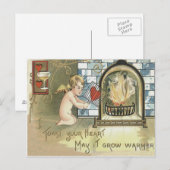 Carte Postale Cheminée Cupid Toast Heart (Devant / Derrière)