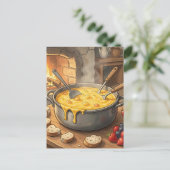 Carte Postale Cheminée Fondue de Fromage Cosy (Debout devant)
