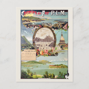 Carte Postale Chemins de fer PLM Italie Poster vintage 1895