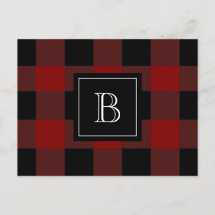 Carte Postale Chemise à carreaux rustique Monogramme initiale ro