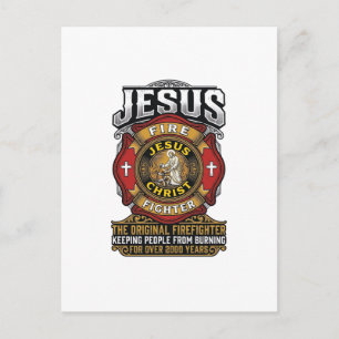 Carte Postale Chemise de foi chrétienne vintage Jésus pompier