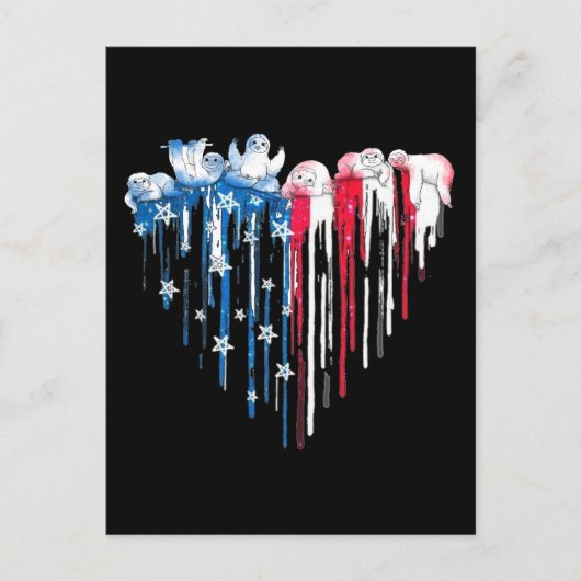 Carte Postale Chemise en T de l'Aquarelle du Coeur de Sloth Bleu (Devant)