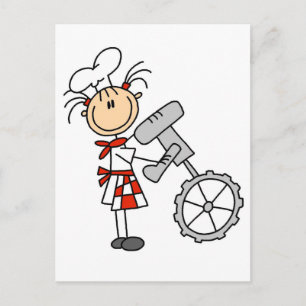 Carte Postale Chemise femme cuisinier avec mixer Cadeaux et T-sh