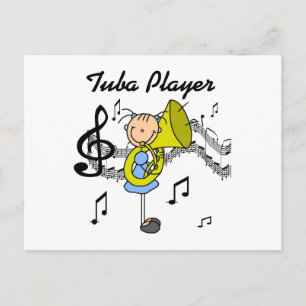 Carte Postale Chemise Fille Personnage Bâton Joueuse de Tuba et