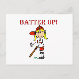 Carte Postale Chemises de softball pour filles Batter Up avec te