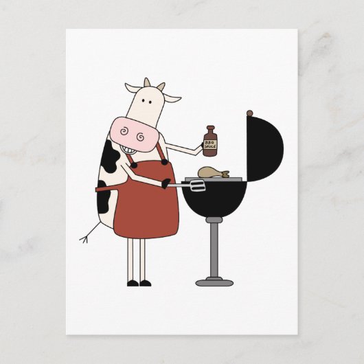 Carte Postale Chemises et cadeaux Barbecue de vache (Devant)