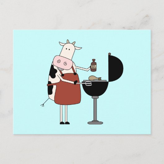 Carte Postale Chemises et cadeaux Barbecue de vache (Devant)