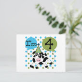 Carte Postale Chemises et cadeaux Blue Cow 4th Birthday (Debout devant)