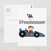 Carte Postale Chemises et cadeaux Blue Race Car (Devant / Derrière)