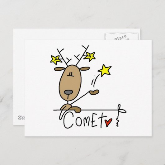 Carte Postale Chemises et cadeaux Comet Reindeer (Devant / Derrière)