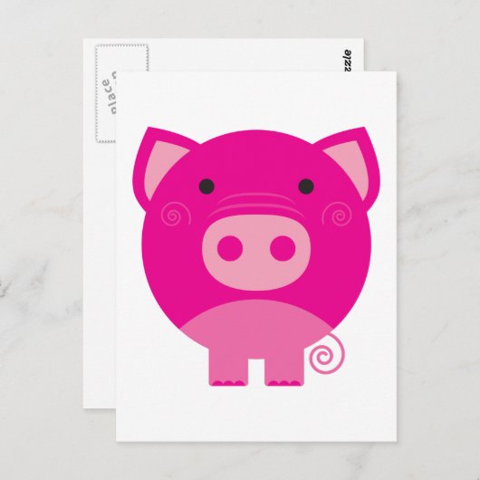 Carte Postale Chemises et cadeaux de cochon roses (Devant / Derrière)