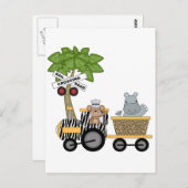 Carte Postale Chemises et cadeaux de train singe et hippo (Devant / Derrière)
