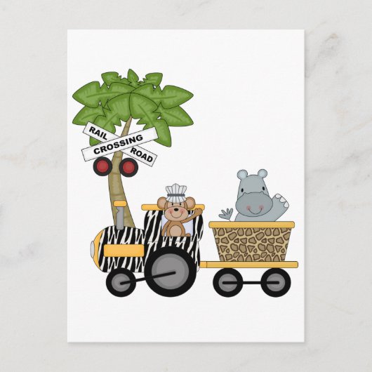 Carte Postale Chemises et cadeaux de train singe et hippo (Devant)