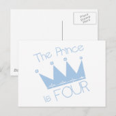 Carte Postale Chemises et cadeaux Prince Crown 4th Birthday (Devant / Derrière)