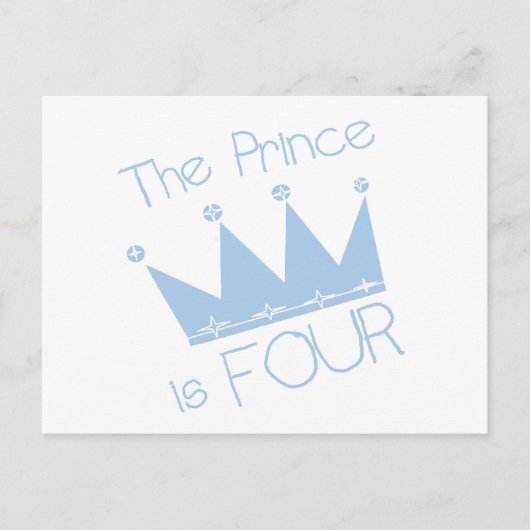 Carte Postale Chemises et cadeaux Prince Crown 4th Birthday (Devant)