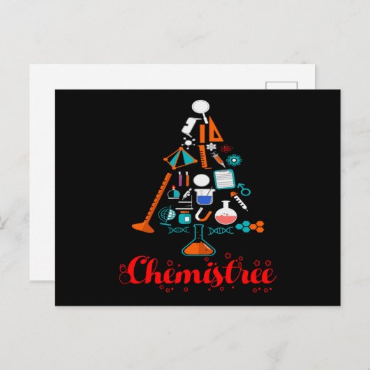 Carte Postale Chemistree Christmas, Funny Science Tee (Devant / Derrière)