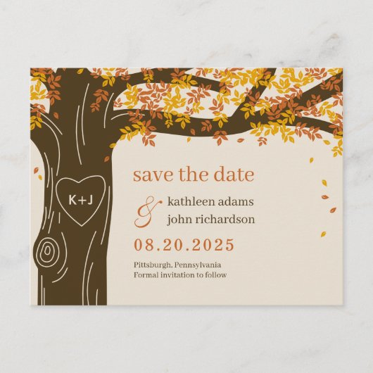 Carte Postale Chêne Arbre COULEUR MODIFIABLE Enregistrer La Date (Devant)