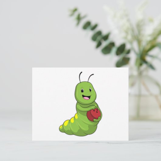 Carte Postale Chenille à Bowling avec boule de bowling (Debout devant)