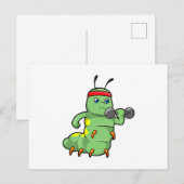 Carte Postale Chenille à l'entraînement de force avec haltère (Devant / Derrière)