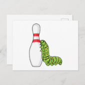 Carte Postale Chenille au bowling avec quille (Devant / Derrière)