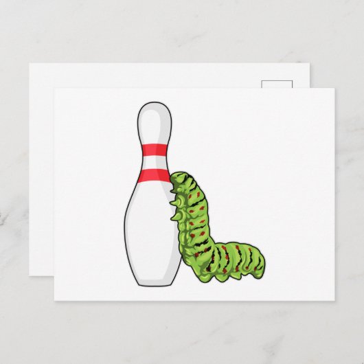 Carte Postale Chenille au bowling avec quille de bowling (Devant / Derrière)