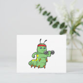 Carte Postale Chenille au entraînement de force avec haltère (Debout devant)