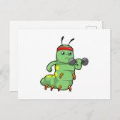 Carte Postale Chenille au renforcement musculaire avec haltère (Devant / Derrière)