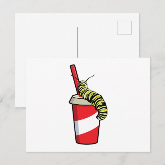 Carte Postale Chenille avec boisson (Devant / Derrière)