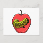 Carte Postale Chenille avec pomme (Devant)