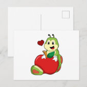 Carte Postale Chenille avec pomme (Devant / Derrière)