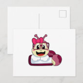 Carte Postale Chenille avec Ruban (Devant / Derrière)