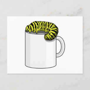 Carte Postale Chenille avec tasse