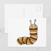 Carte Postale Chenille comme cheeseburger avec boeuf et salade (Devant / Derrière)