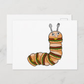 Carte Postale Chenille comme Cheeseburger avec Boeuf & Salade (Devant / Derrière)