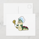 Carte Postale Chenille comme chef avec cuillère en bois (Devant / Derrière)